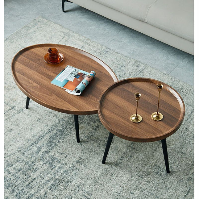 Brown Nesting Coffee Table Furniture Modern Wooden Table Sofa Side Table