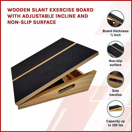 Wooden Slant Exercise Board With Adjustable Incline And Non-Slip Surface
