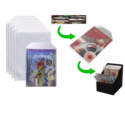 Premium 300 x Clear DVD Plastic Sleeves w/ Flap - DVD Sleeves Fits Movie Covers
