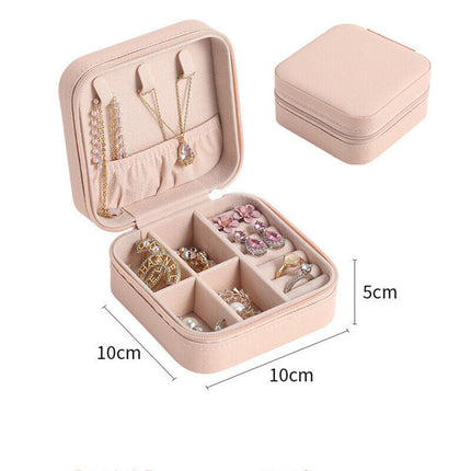 Portable Travel Jewellery Box Organizer Leather Ornaments Jewelry Case Storage