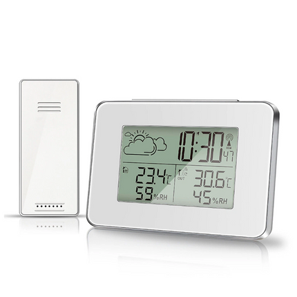 Digital LCD Indoor & Outdoor Weather Station Clock Thermometer Wireless Sensor