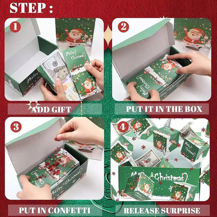 10 Bounces Christmas Surprise Gift Box Explosion for Money-Folding Pop-Up Explosion Gift Box Green