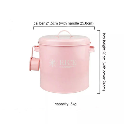 Rice Flour Pet Food Storage Tin Metal Bucket Pantry Organiser Dispenser Sealed