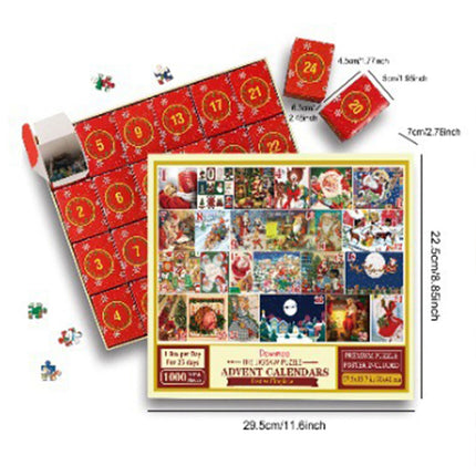 1000pcs Advent Calendar Jigsaw Puzzles Christmas Countdown Gift