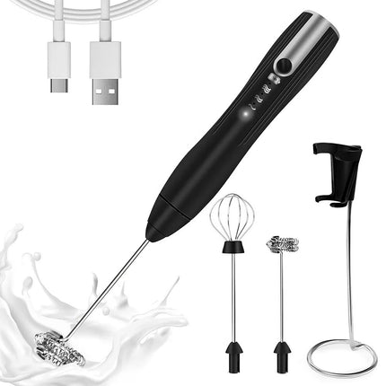 Handheld Electric Milk Frother Foam Maker Coffee Whisk Drink Mixer Wand Egg Beat (Black)