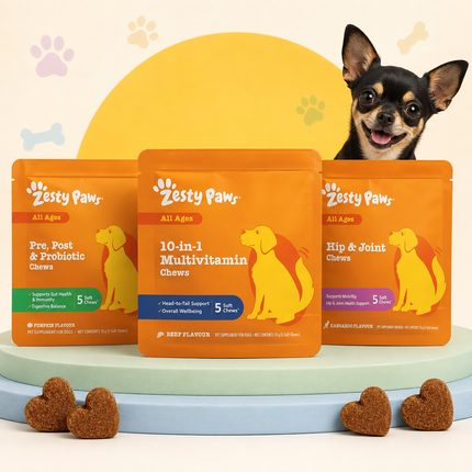 Zesty Paws Dog Mixed 3-Pack 5-Chews 15 Total Travel Multi Probiotic Hip Joint