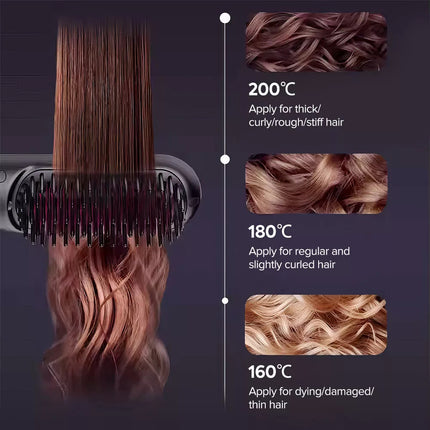 20s Fast Heating Cordless Hair Straightener Brush Hot Comb for Salon at Home