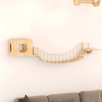 Wall Mounted Cat Climbing Shelf Jumping Platform Wooden Pet Perch Furniture