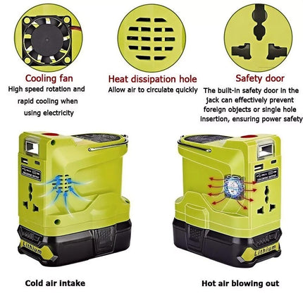 200W For Ryobi ONE Power Inverter 18V Battery Convert to AC 120V/220V w/Type-C