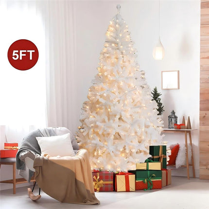 Artificial Christmas Tree Xmas Pre Lit Decorations Lush Leaves with LED Lights 5T