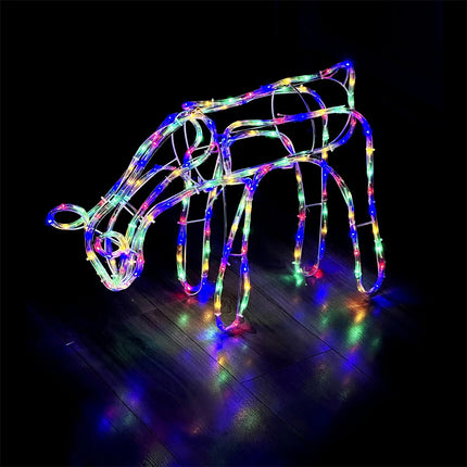 3D Christmas Decorations Outdoor Yard, Buck & Doe Reindeer Xmas Rope light String Lights