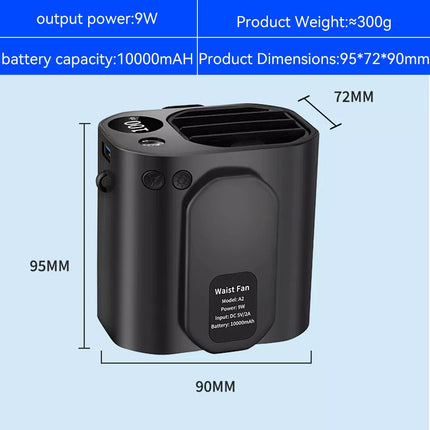 3in1 Portable Waist Clip on Fan Hanging Cooling Fan Rechargeable Power Bank Fan