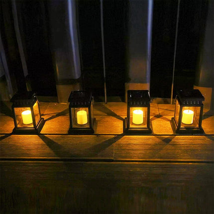 2 Lights Waterproof LED Solar Powered Hanging Lantern Light Outdoor Garden Table Lamp