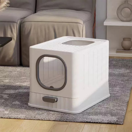 Spacious Foldable Cat Litter Box Toilet Tray Enclosed Kitty Hooded Top Entry XL