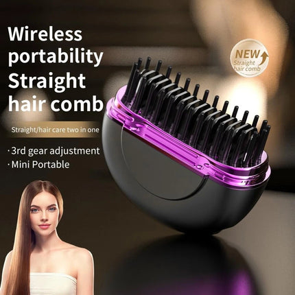 Portable Hair Straightener Brush Hair Hot Comb Cordless Hair Beard Straightener