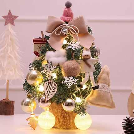 Artificial Christmas Decoration Tree LED Light Table Desk Ornaments Gift Party  30CM Luxury Pink