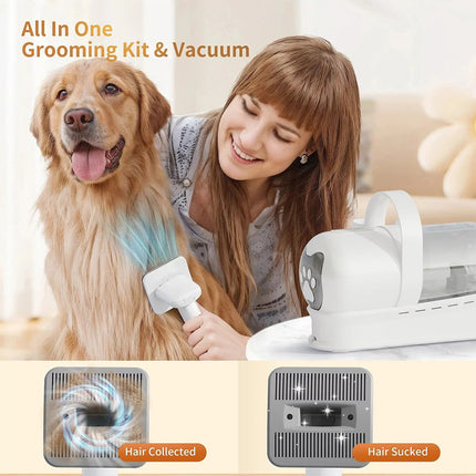 7 IN 1 Pet Grooming Kit Cat Dog Hair Vacuum Remover Dryer Nail Trimmer Low Noise