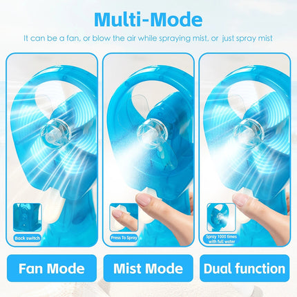 Portable Hand Held Cooling Stay Cool Water Spray Misting Fan Mist Travel Mini