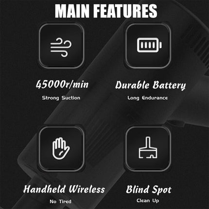 9000Pa Cordless Car Handheld Vacuum Cleaner Rechareable Dust Clean 120W 45000RPM