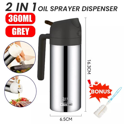 2 in 1 Baking Oil Sprayer Kitchen Tool BBQ Spray Bottle Olive Dispenser Cooking 360ml