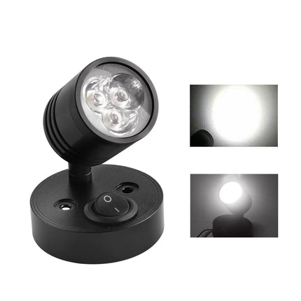 2X LED Swivel Reading Light 12V Campervan Caravan Boat Interior Wall Spot Lamp