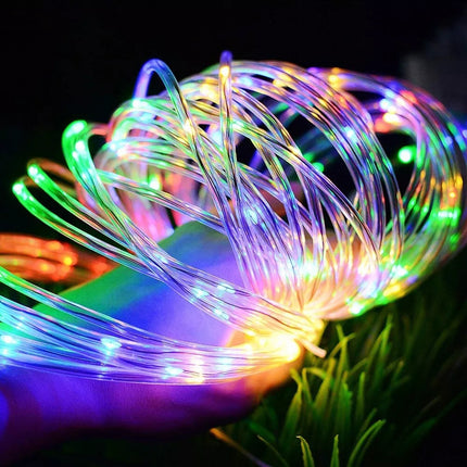 Solar 10M  Multicolored LED Rope Light PVC Hard Tube Party Christmas Lights Xmas 8Mode