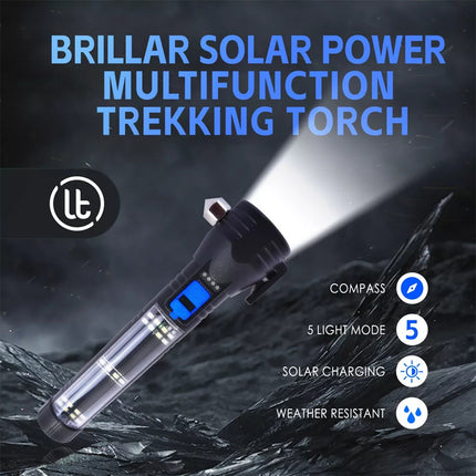 Premium Solar Power LED Torch Multi-functional USB Phone Charge, Compass, Hammer