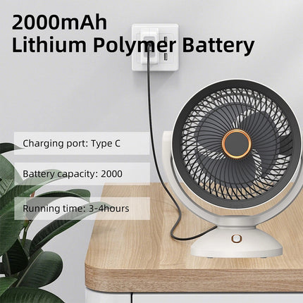 10-inch Fan 2000mAh 90D Adjustable Wireless Light Outdoor Camping Desktop Wall