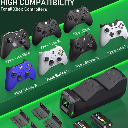 For Xbox Series X S Controller Fast Charging Dock Station + Rechargeable Battery