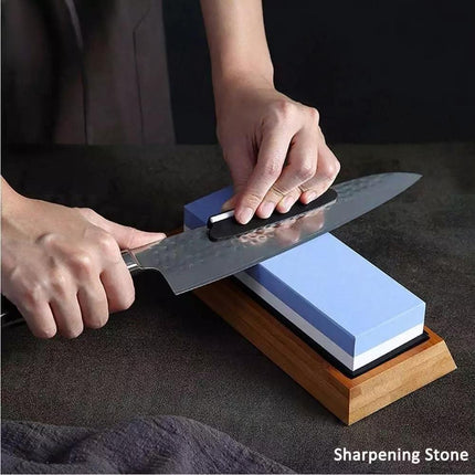 Double Sided Knife Block Knife Holder Banboo Sharpening Stone