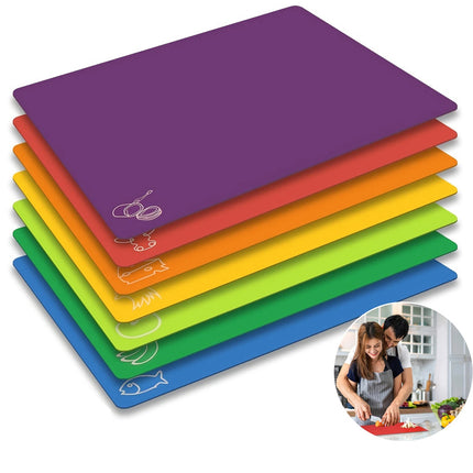 Cutting Board Mats Set Extra Thick Flexible Plastic Kitchen Chopping PP Board