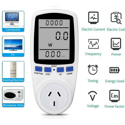 Plug 240V Watt Meter Power Energy Monitor Equipment Electricity Usage Socket