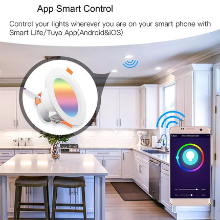 4X 10W Smart RGB CCT Bluetooth APP LED Downlight Dimmable For Google Home Alexa