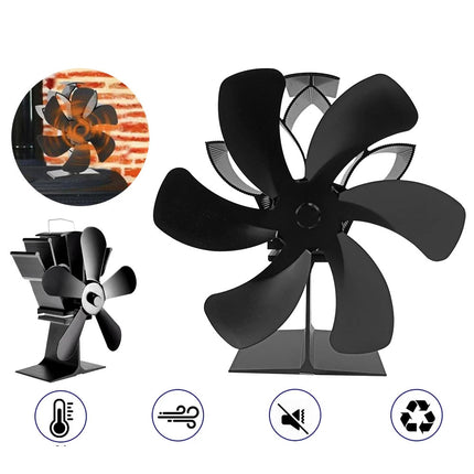 6 Blades Fireplace Stove Fan Heat Cocoon Self-Powered Wood Top Burner Eco Heater