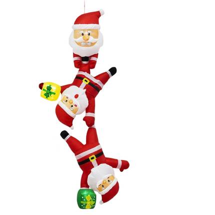 8Ft Inflatable Christmas Cute Funny Hanging Santa Claus With LED lights Xmas