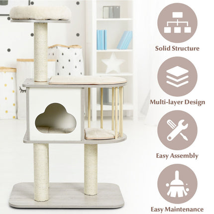 Cat Tree Tower Pet Condon House Bed Sisal Scratcher Posts Furniture