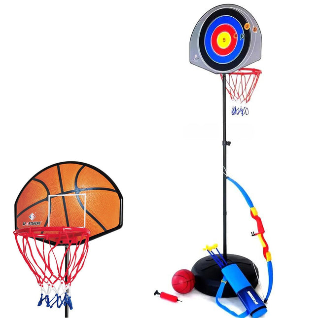 2 - in - 1 Kids Basketball Hoop and Archery Game Set Toys Gift Sport Center