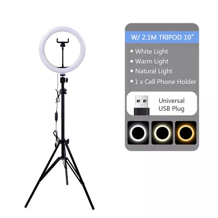10 Inches Dimmable Diva LED Ring Light Selfie Tripod Stand Kit