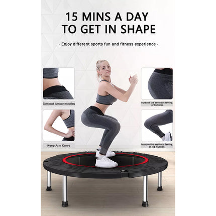40” Fitness Trampoline Gym Rebounder Jogger Home Cardio Exercise Arch Handrail