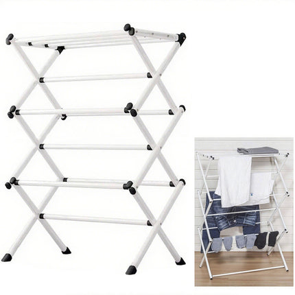 3 Tiers Foldable Garment Hanger Clothes Airer Drying Rack Laundry Support Horse