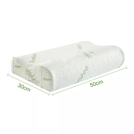 2x Pack Luxury Bamboo Memory Foam Fabric Fibre Cover Contour Pillow 50X30cm