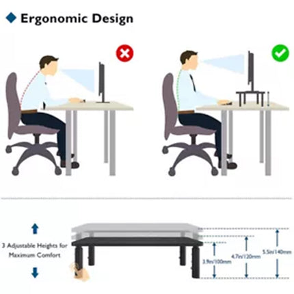 Height Adjustable Computer Monitor Stand Riser Laptop Printer TV Desktop Mount Without Drawer