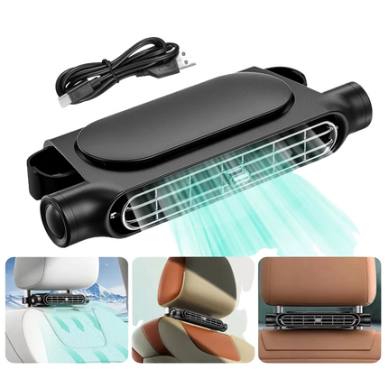Mini USB Car SUV Seat Back Cooling Fan Portable 3 Speed Headrest Silent Cooler