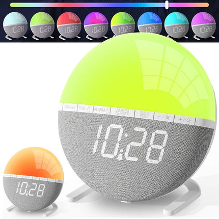 Digital Wake Up Light Alarm Clock With Sunrise Simulation Snooze 7 Sounds