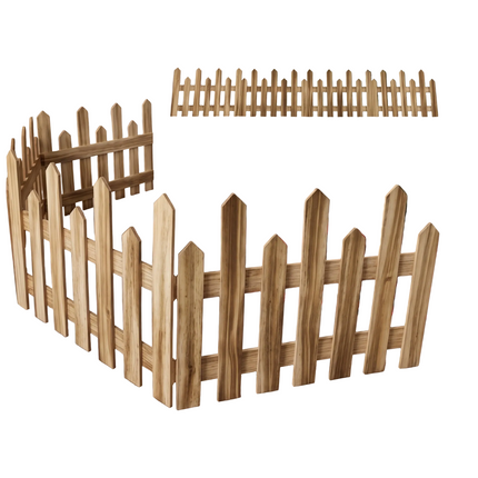 160cm Natural Wood Painted Christmas Tree Fence – 4-Section Wooden DIY Holiday Border
