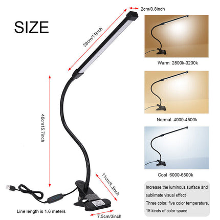 80 LED Adjustable Clip On Desk Lamp USB Flexible Night Reading Study Table Light