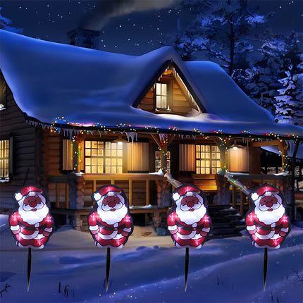 4 Pleces 40 LED White Santa Solar Christmas Garden Lights