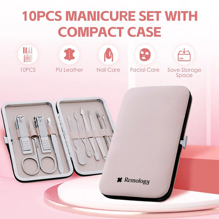 10PCS Nail Clippers Set Stainless Manicure Pedicure Kit Cuticle Grooming Case