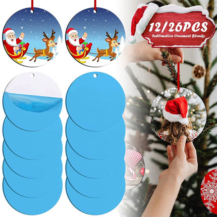 26Pcs Christmas Sublimation Ornament with Red String Double Sides Sublimation