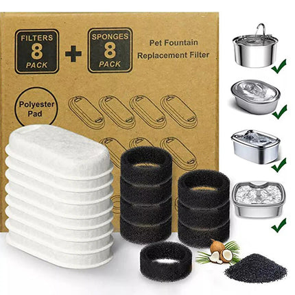 8X Cat Water Fountain Filters For 3.2L Pet Water Dispenser Filter Replacement